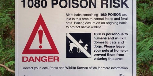 1080 poison risk sign