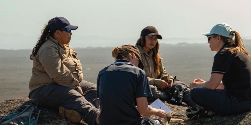 Interviews on country with Esperance Tjaltjraak Rangers. Photo – Shem Bisluk/DBCA