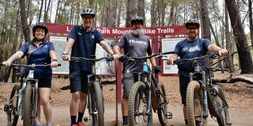Representatives from Alcoa Australia, DBCA and the local mountain bike community visited Langford Park
