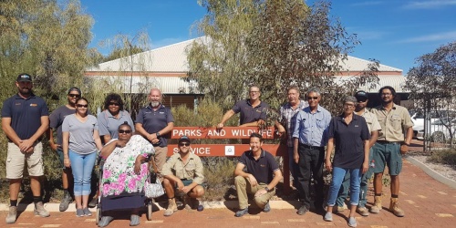 Traditional Owners and DBCA staff at the first Nyinggulu Joint Management Body Meeting in Exmouth in May 2019