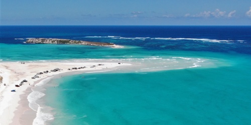 The everchanging sand tombolo that separates Wedge Island Nature Reserve from the mainland, and South Wedge Beach from North Wedge Beach.