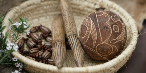 Photograph of items used in traditional ceremonies.