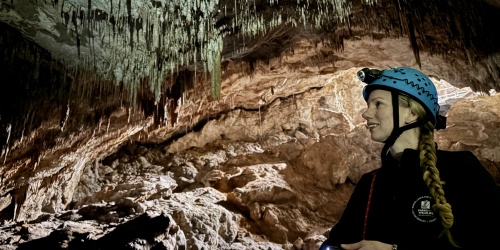 Education guide in Calgardup Cave. Photo - DBCA 
