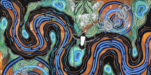 The Sacred Water Carpet Snake. Photo - Local Whadjuk/Badimia Contemporary Aboriginal Artist, Gertrina Hayden, 2024
