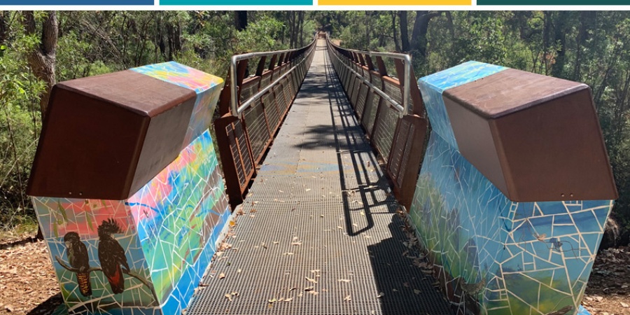 The bew Kaniyang Wilman Bridge allows hikers on the Wiilman Bilya Walk Trail to cross the Collie River. photo - Jordan Gibbs