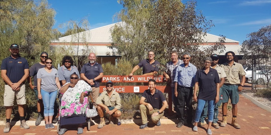 Traditional Owners and DBCA staff at the first Nyinggulu Joint Management Body Meeting in Exmouth in May 2019