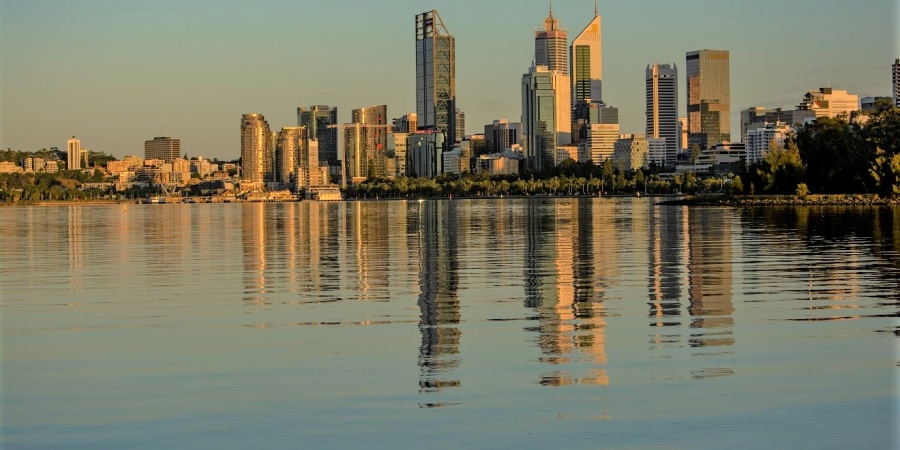 Swan River with Perth city in bacground
