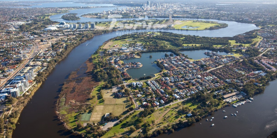 Perth and Swan River aerial. Photo Tourism WA