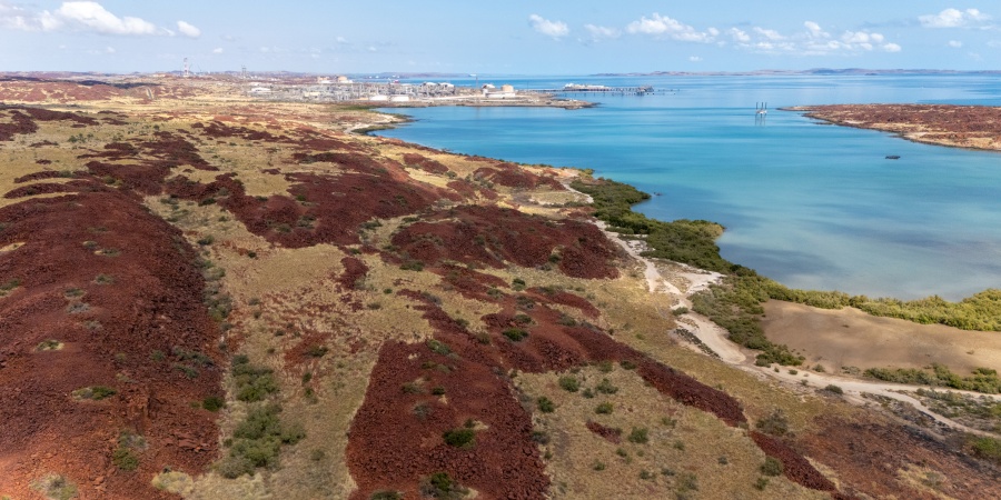 Drone footage of Murujuga National Park. Photo by Miles Brotherson/DBCA