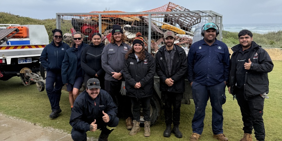 DBCA and Yamatji Regional Aboriginal Corporation teamed up and removed 620kg of marine debris along the Dongara coastline. Photo - DBCA 
