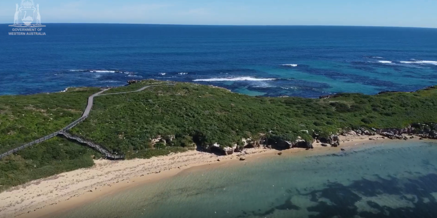 Birds eye view of Penguin Island