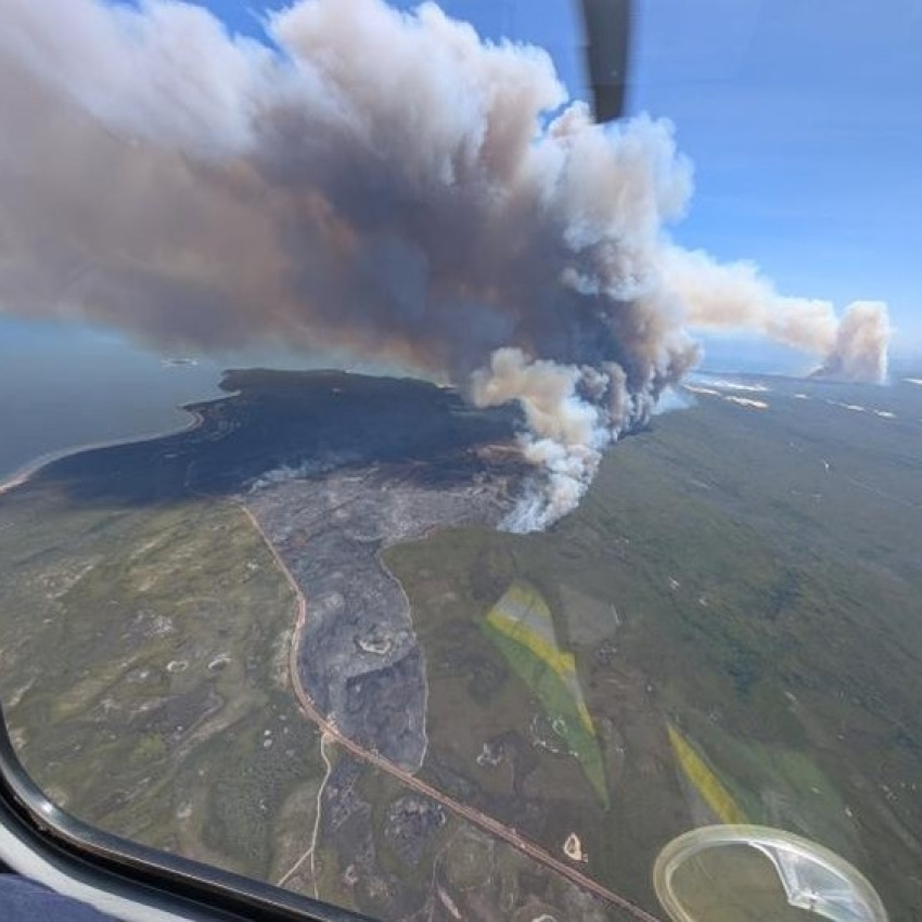 Ariel image of smoke from fire