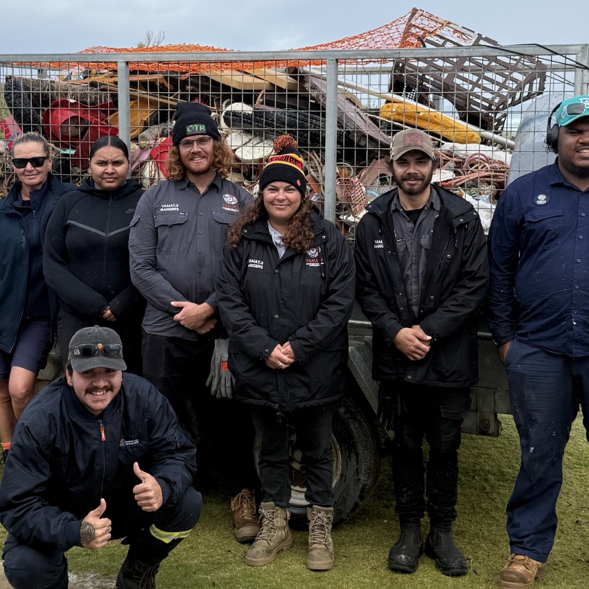 DBCA and Yamatji Regional Aboriginal Corporation teamed up and removed 620kg of marine debris along the Dongara coastline. Photo - DBCA 