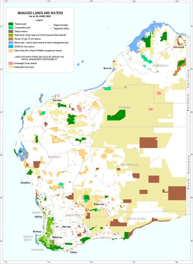 Figure 5: Parks and Wildlife Service-managed land and water at 30 June 2022