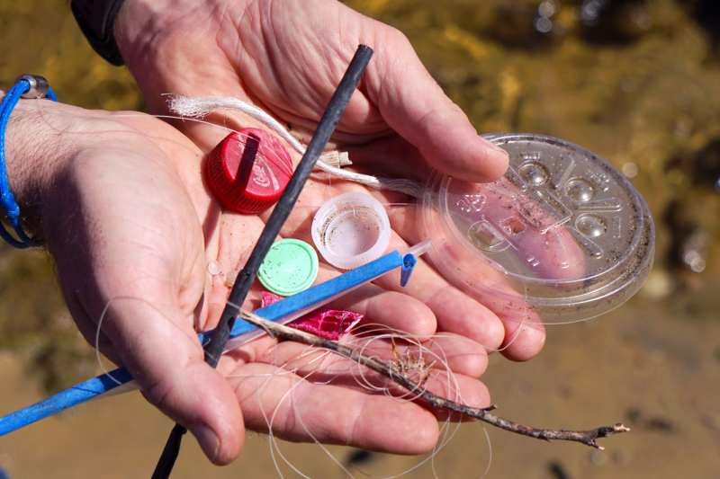 Plastic pollution at Jenalup Beach