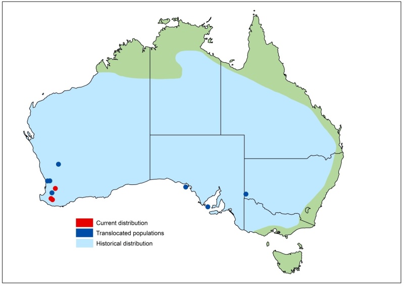 Woylie distribution map