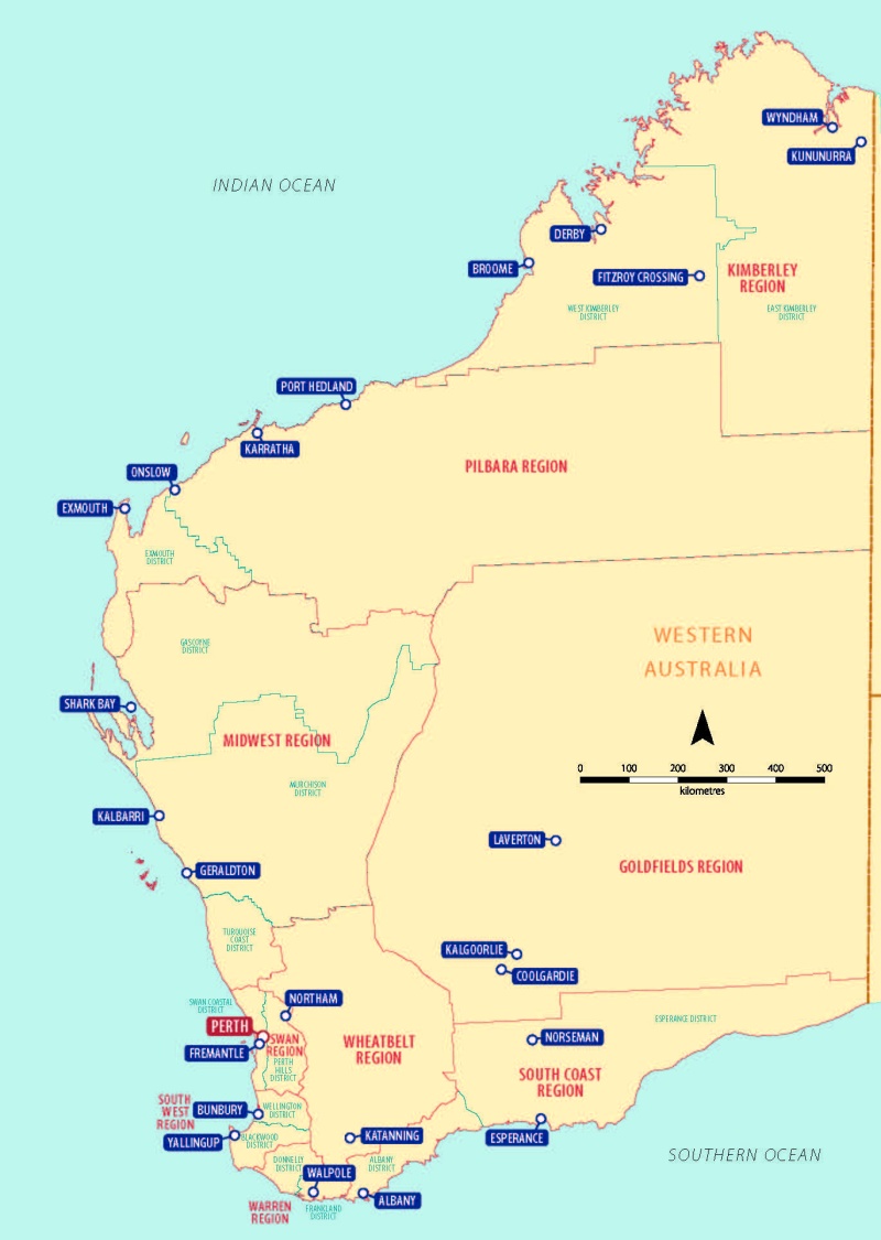 DBCA regions of WA map