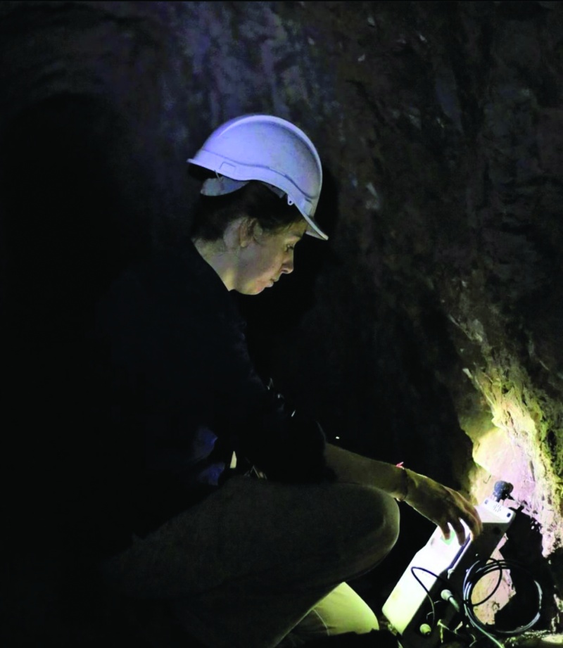 Dr Nicola Hanrahan setting up an ultrasonic sound recorder. Photo – Garrett Eckerson
