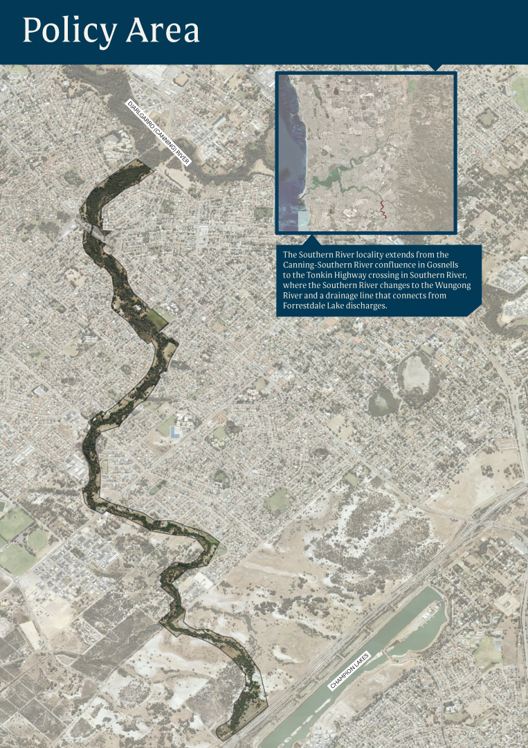 Map depicting the Southern River locality area