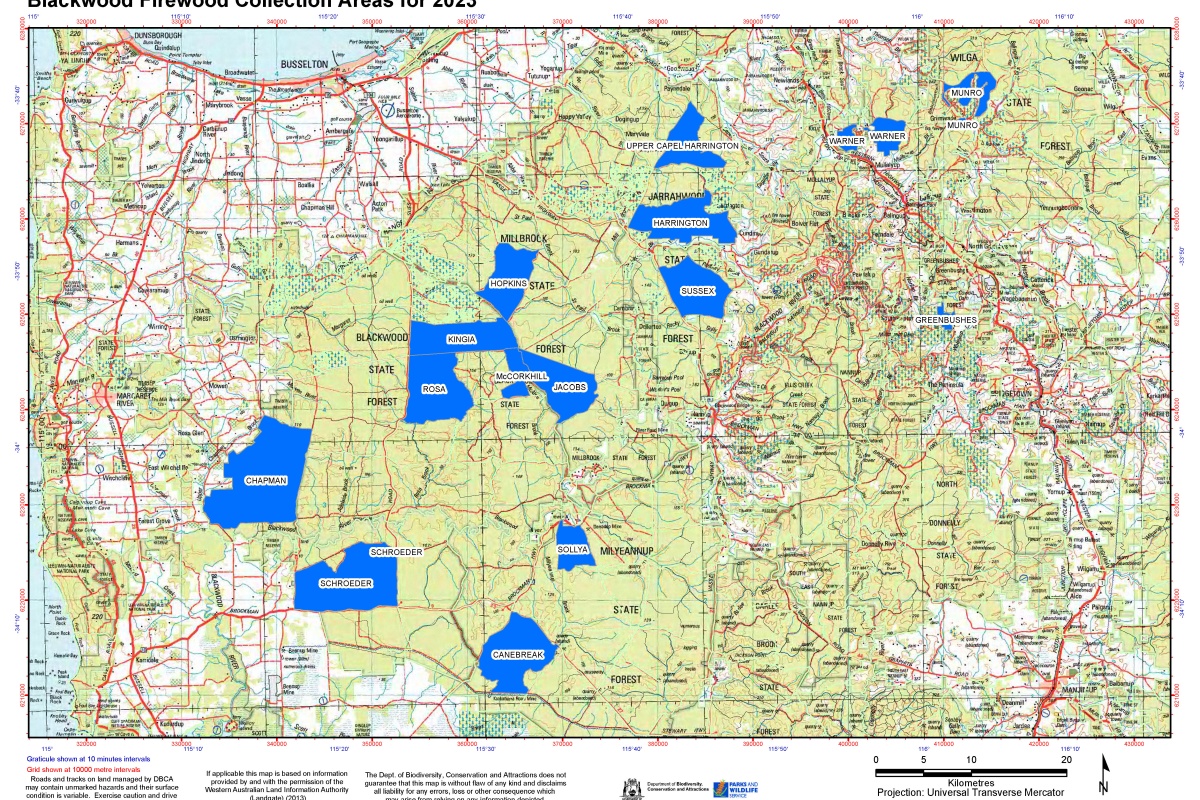 Blackwood Firewood Collection areas for 2023