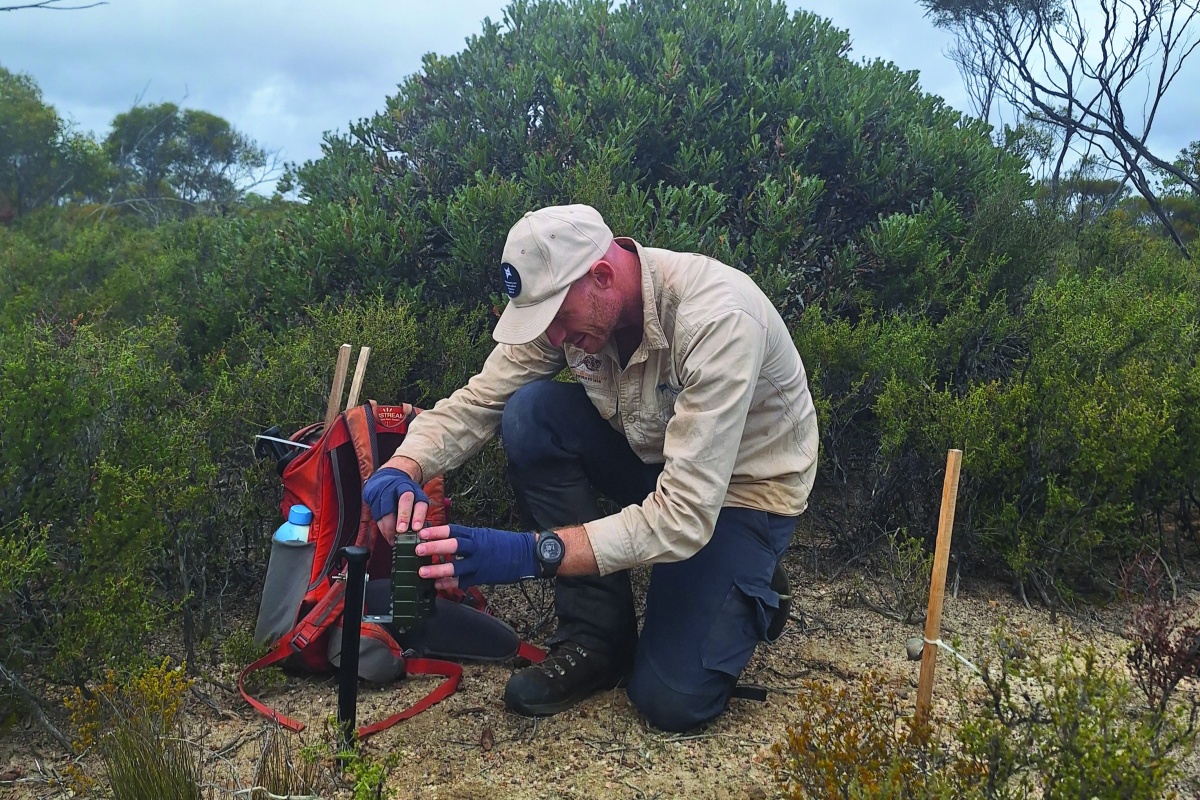 Checking traps at Lake Magenta. Photo – Saul Cowen/DBCA 