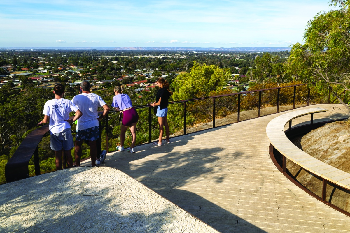 Visitors looking over Maidens Reserve from the viewing platform