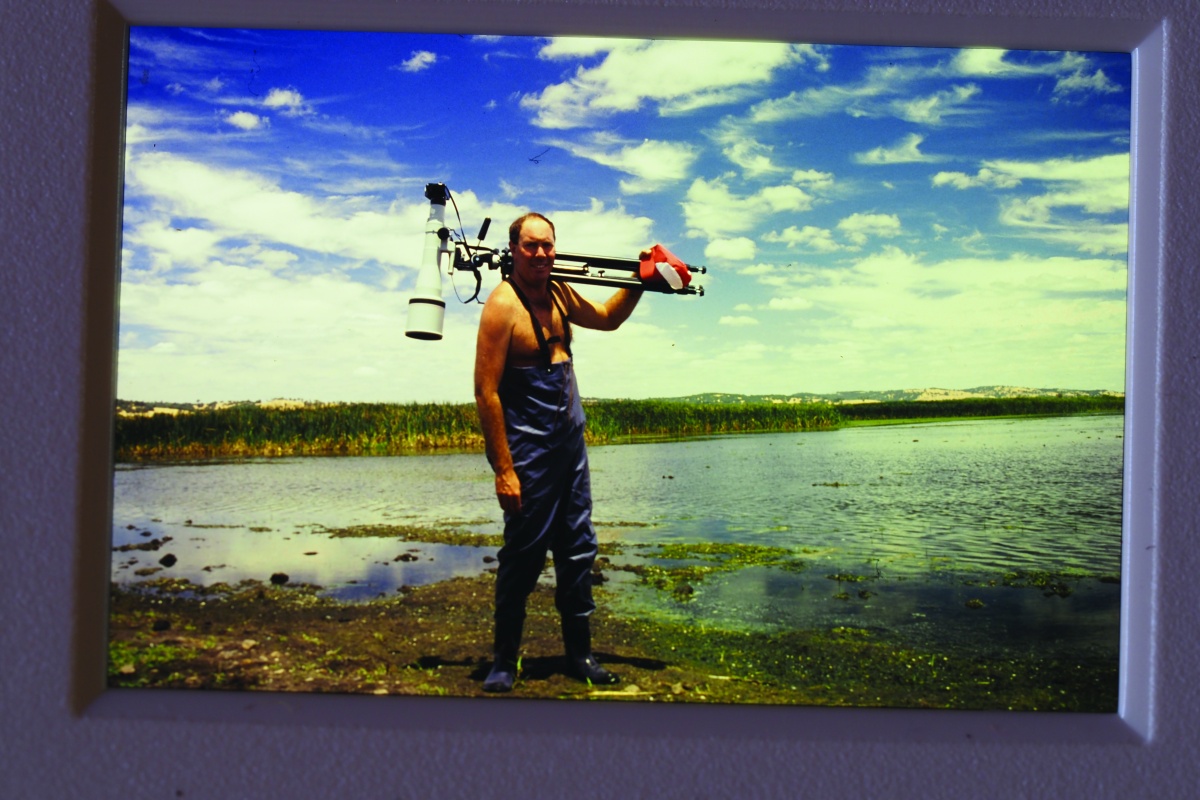 Cliff in Benger Swamp 1986, taking pictures of the birds of an article on the release of the management plan.