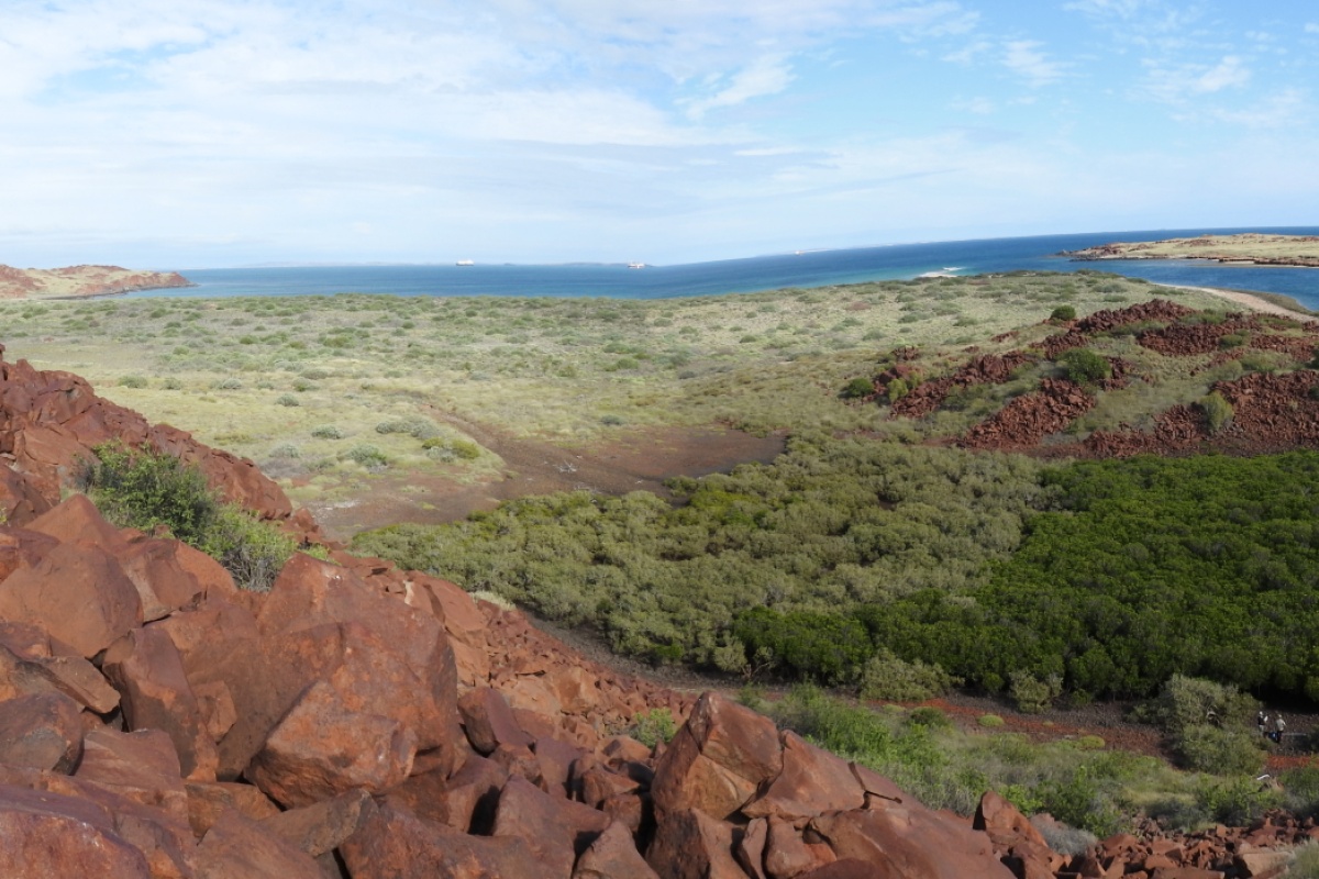 Angel North Island Panoramic image from Angel North Island showing ironstone formations, dense vegetation and the coastline