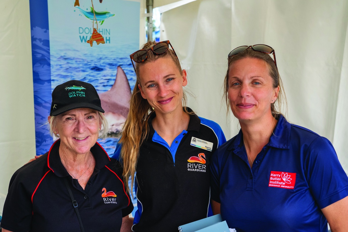 Volunteer Sue Harper, Education Officer Naomi Adamczyk ad researcher Dr Delphine Chabanne. Photo – Miles Brotherson DBCA