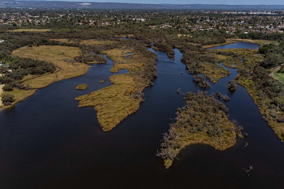 Ariel view of the Djarlgarro (Canning Waterways) near Riverton Bridge