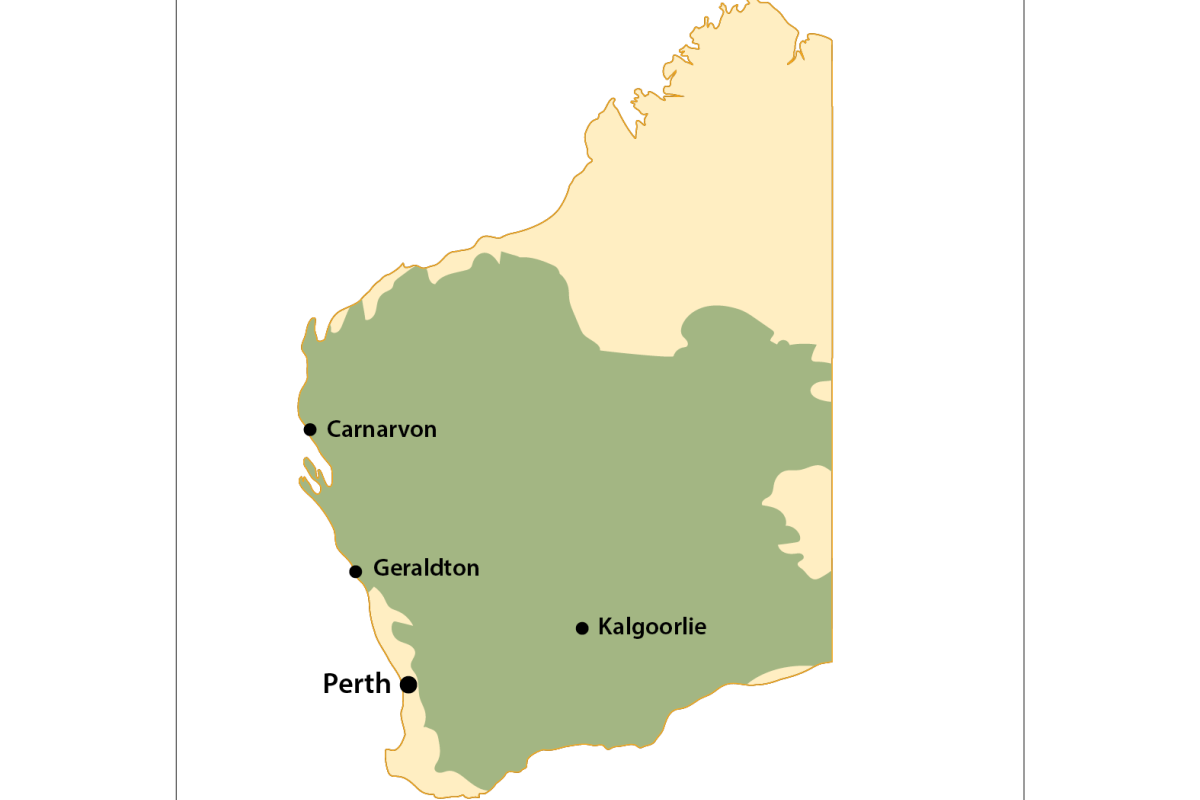 Wild sandalwood distribution map in Western Australia