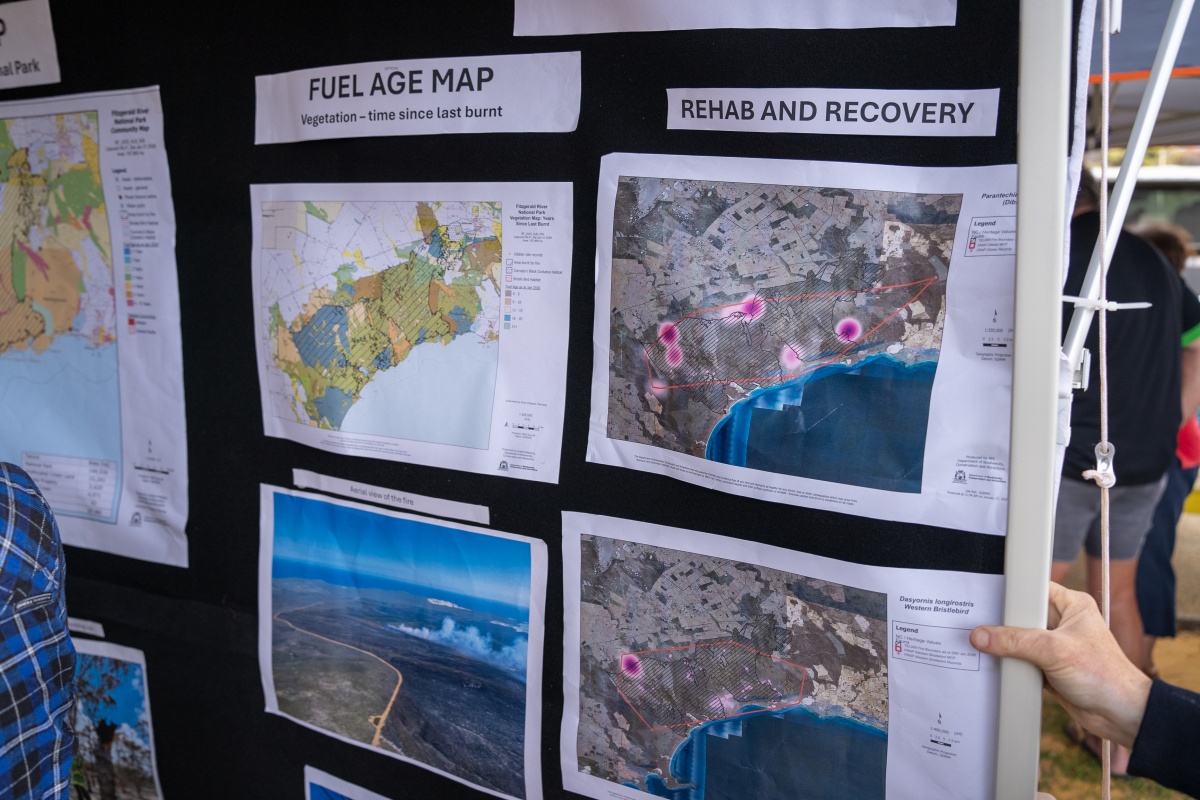 Mapping out potential rehabilitation sites post-fire. Photo – DBCA 